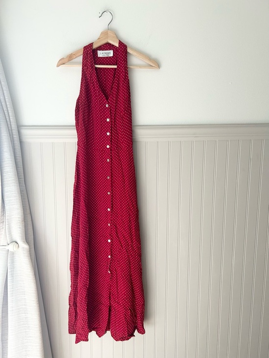 Laundry By Shelli Segal Dresses & Skirts - Vintage Laundry By Shelli Segal Size 12 Red Polka Dot Button-Front Maxi Dress